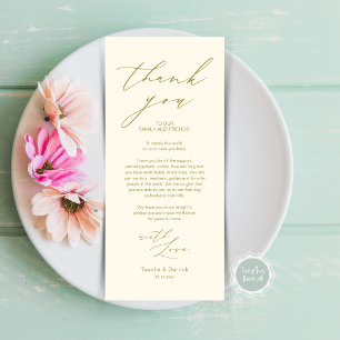 Minimalist Wedding Place Setting Thank You Card