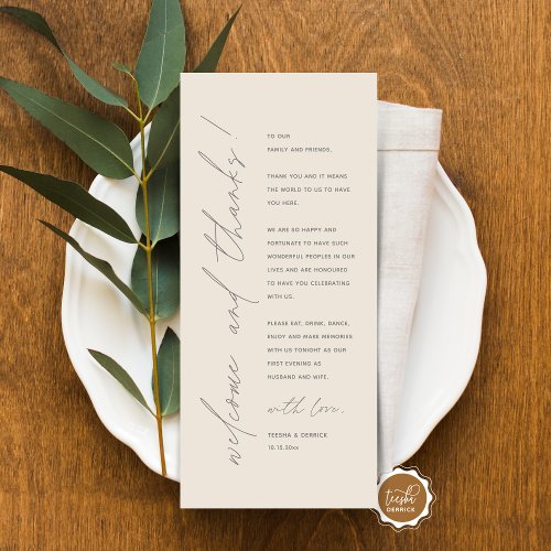 Minimalist Wedding Place Setting Thank You Card