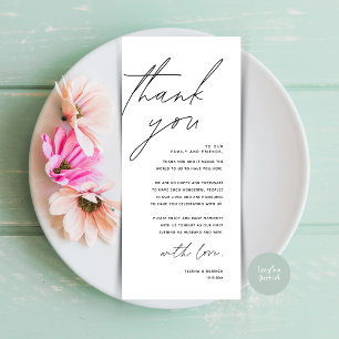 Minimalist Wedding Place Setting Thank You Card