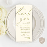 Minimalist Wedding Place Setting Thank You Card<br><div class="desc">Share the love and show your appreciation to your guests, when they sit down at their seat and read this personalised charming thank you place card in yellow gold themed. It's a wonderful way to kick off your special day celebration! This card is sure to set the tone for an...</div>