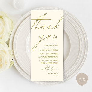 Minimalist Wedding Place Setting Thank You Card