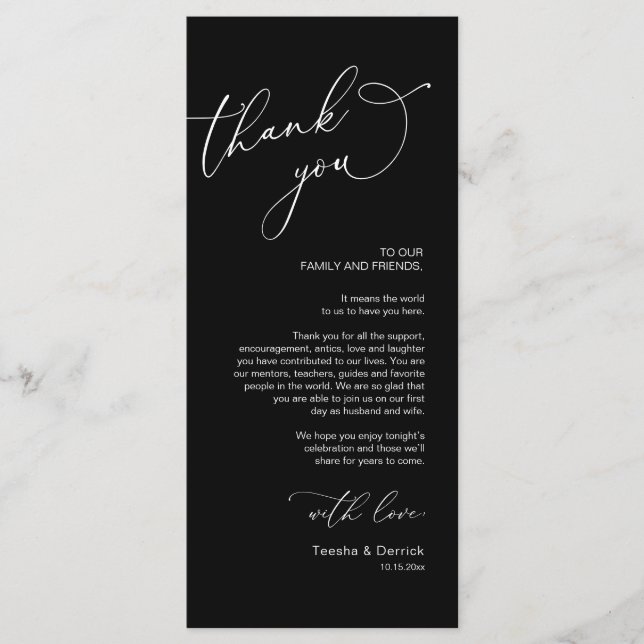 Minimalist Wedding Place Setting Thank You Card (Front)