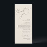 Minimalist Wedding Place Setting Thank You Card<br><div class="desc">This is the Modern romantic classy calligraphy, in dark grey cream themed, Place Setting Thank You Cards. Share the love and show your appreciation to your guests, when they sit down at their seat and read this personalised charming thank you place setting card. It's a wonderful way to kick off...</div>