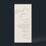 Minimalist Wedding Place Setting Thank You Card<br><div class="desc">This is the Modern romantic classy calligraphy, in dark grey cream themed, Place Setting Thank You Cards. Share the love and show your appreciation to your guests, when they sit down at their seat and read this personalised charming thank you place setting card. It's a wonderful way to kick off...</div>