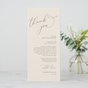 Minimalist Wedding Place Setting Thank You Card
