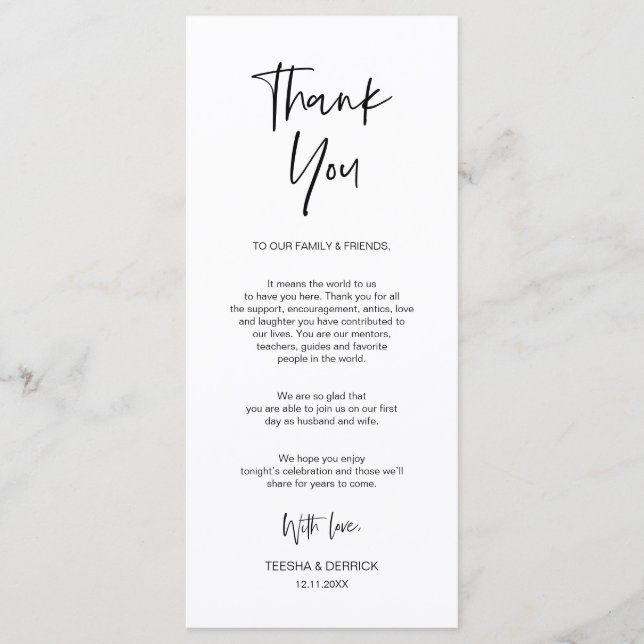 Minimalist, Wedding Place Setting Thank You Cards (Front)