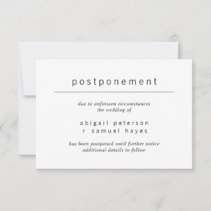 Minimalist Wedding Postponement Announcement