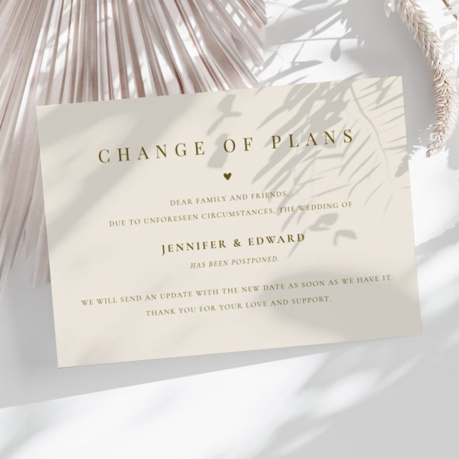 Minimalist Wedding Postponement Cream Invitation (Creator Uploaded)