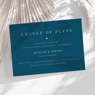 Minimalist Wedding Postponement Teal Invitation