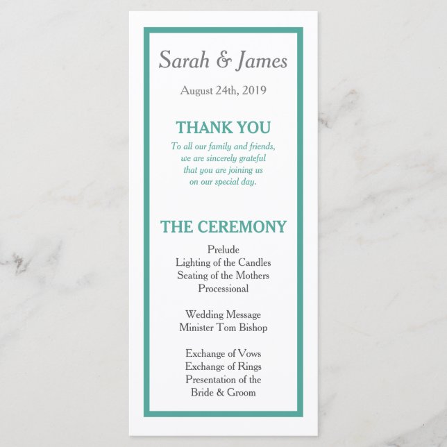 Minimalist Wedding Program (Front)