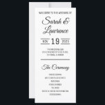 Minimalist Wedding Program<br><div class="desc">This is a set of Minimalist wedding programs you can customize. The design features customizable black lettering with a white background that you can change to any color you like or even add a photo to. Edit the DIY template to your heart's content and then simply print what you need....</div>
