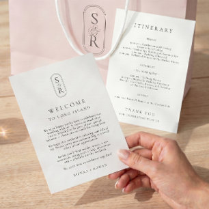 Minimalist Wedding Program Card with Monogram