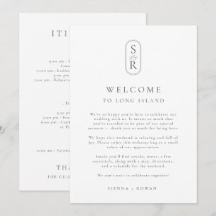 Minimalist Wedding Program Card with Monogram