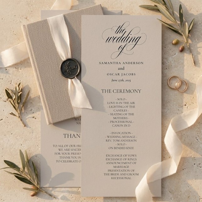 Minimalist Wedding Program | Elegant Script  (Creator Uploaded)