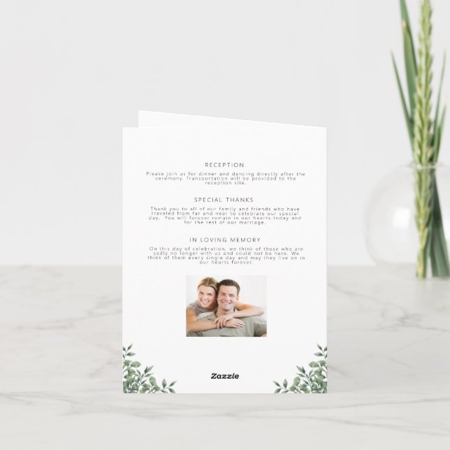 Minimalist Wedding Program Folded Floral (Back)