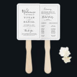 Minimalist Wedding Program Hand Fan<br><div class="desc">This minimalist wedding program hand fan is perfect for a simple wedding. The modern romantic design features classic black and white typography paired with a rustic yet elegant calligraphy with vintage hand lettered style. Customizable in any color. Keep the design simple and elegant, as is, or personalize it by adding...</div>