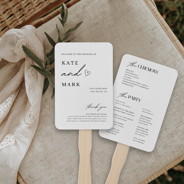 Minimalist Wedding Program Hand Fan (Creator Uploaded)