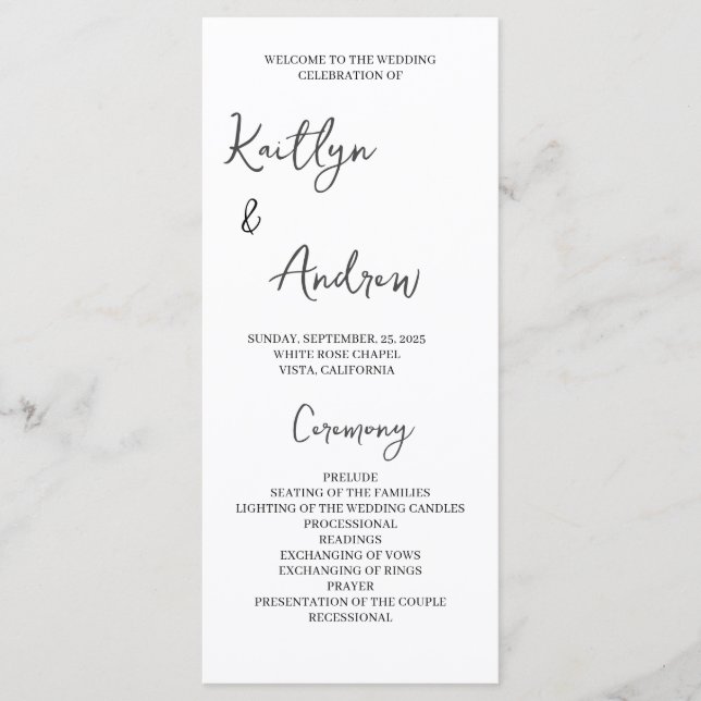 Minimalist Wedding Program – Modern Elegance (Front)