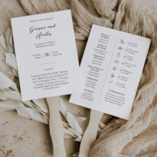 Minimalist Wedding Program (set of 10) Hand Fan