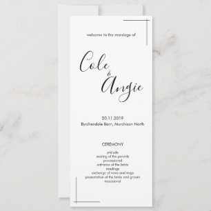 Minimalist Wedding Program with Crossed Borders