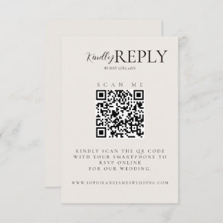 Minimalist Wedding QR Code Calligraphy RSVP Card