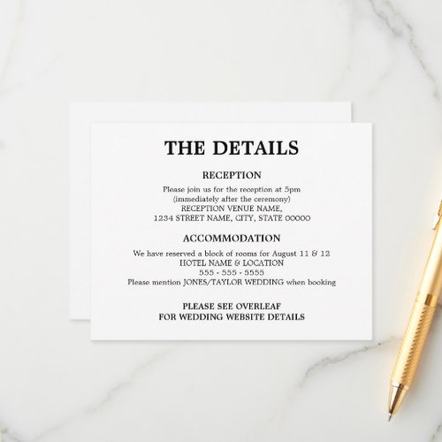 Minimalist Wedding QR Code Details Enclosure Card