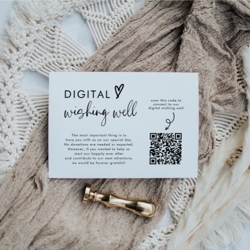 Minimalist Wedding QR Code Digital Wishing Well Enclosure Card