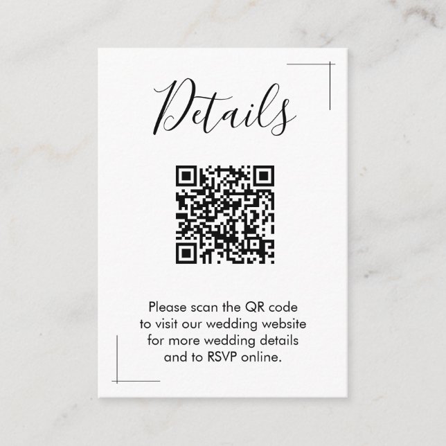 Minimalist Wedding QR Code Enclosure Cards (Front)