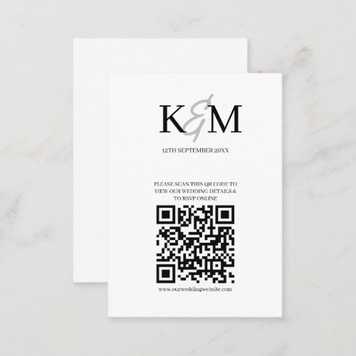 Minimalist Wedding QR code RSVP Online Enclosure Business Card