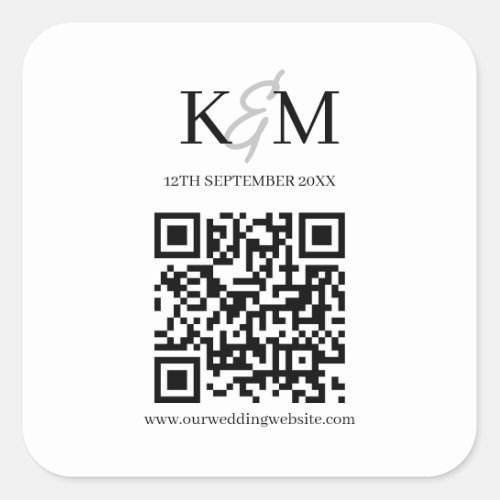 Minimalist Wedding QR code Scan Wedding Website Square Sticker