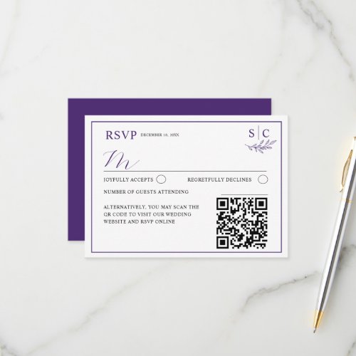 Minimalist Wedding QR Code Wedding RSVP Card
