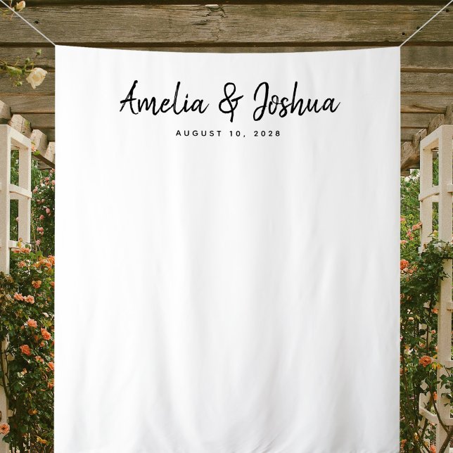 Minimalist Wedding Reception Decor Backdrop (Photo Backdrop Tapestry for Wedding, Anniversary, Rehearsal Dinner)