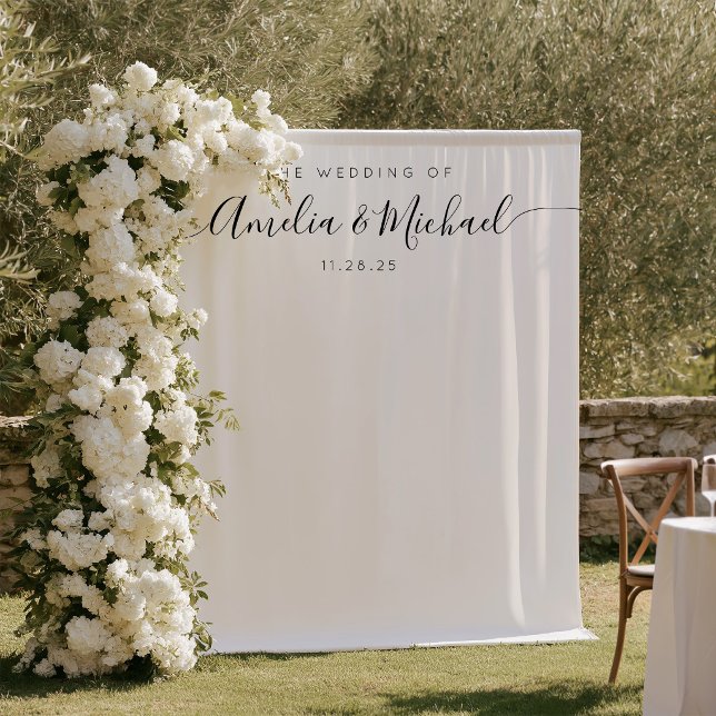 Minimalist Wedding Reception Decor Backdrop (Customizable Welcome Wedding Tapestry Background)