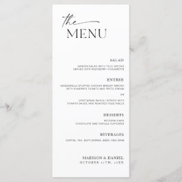 Minimalist Wedding Reception Dinner Menu