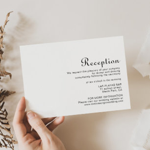 Minimalist Wedding Reception Enclosure Card