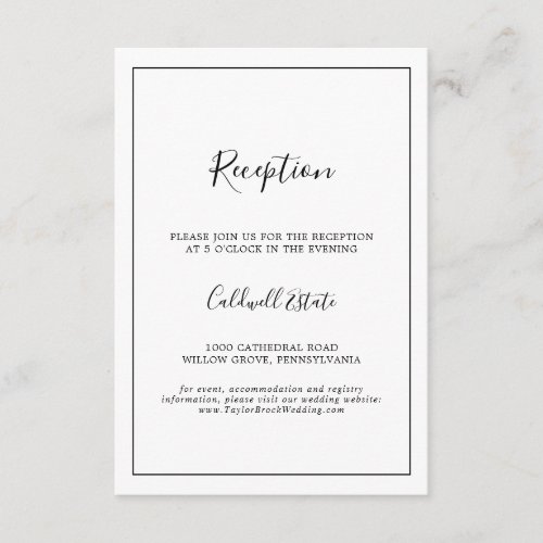 Minimalist Wedding Reception Insert Card