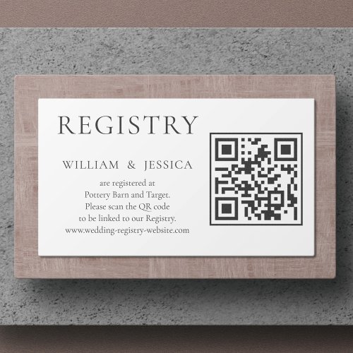 Minimalist Wedding Registry With QR Code Enclosure Card