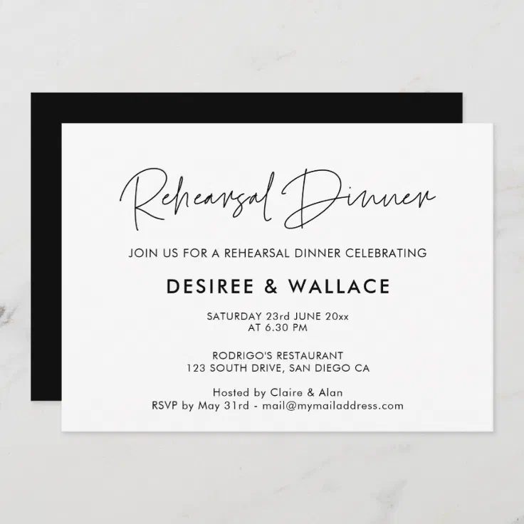 Minimalist Wedding Rehearsal Dinner Invitation Zazzle