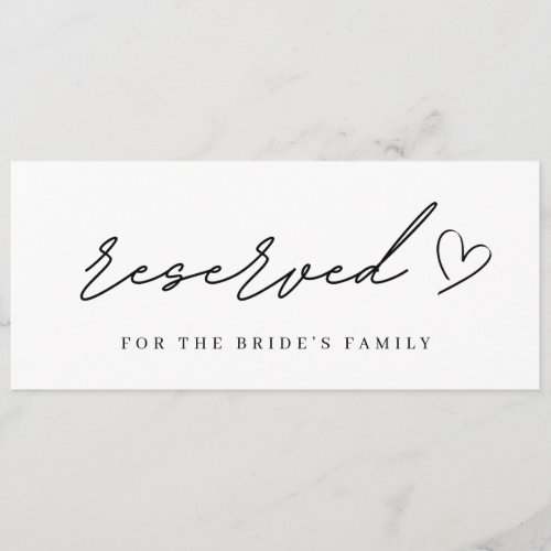 Minimalist Wedding Reserved Chair Sign