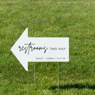 Minimalist Wedding Restrooms This Way Arrow Sign