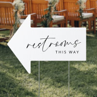 Minimalist Wedding Restrooms This Way Arrow