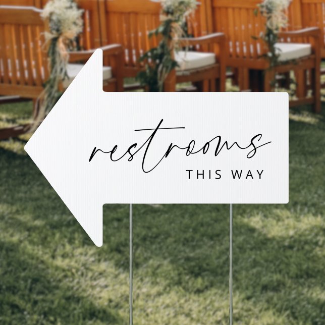 Minimalist Wedding Restrooms This Way Arrow Sign (Creator Uploaded)