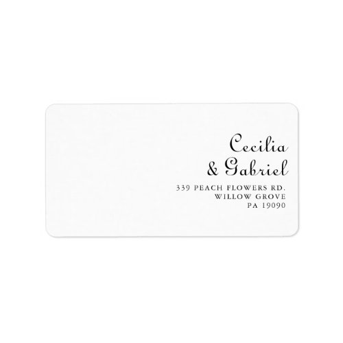 Minimalist Wedding Return  Label