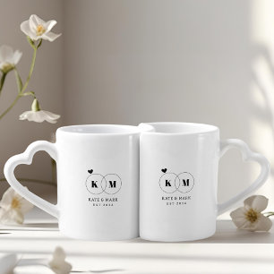 Minimalist Wedding Ring Monogram Coffee Mug Set