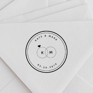 Minimalist Wedding Ring Monogram Rubber Stamp
