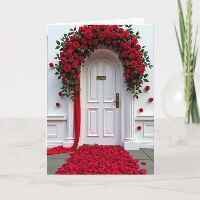 Minimalist Wedding Rose Arch Card (Front)