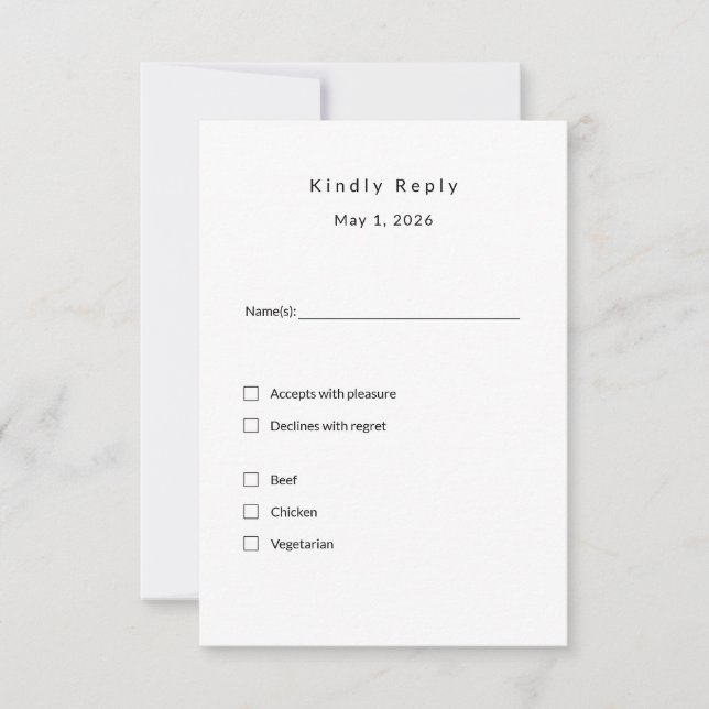 Minimalist Wedding RSVP Card – Elegant Custom 3.5x (Front)