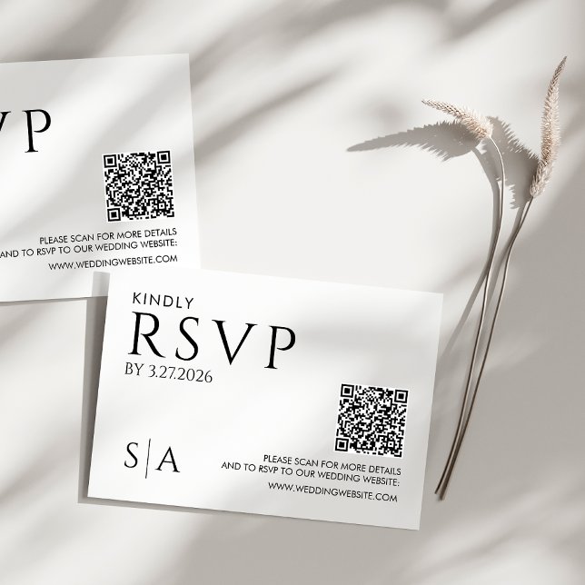 Minimalist Wedding RSVP Card in Black and White (Creator Uploaded)