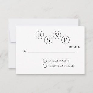 Minimalist Wedding RSVP Card   Simple Black &White