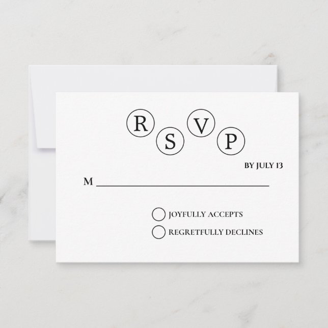 Minimalist Wedding RSVP Card | Simple Black &White (Front)